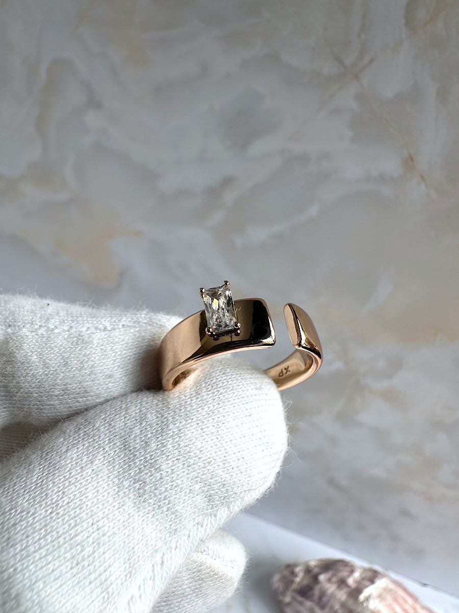 Кольцо "Минимализм" с цирконом и разъёмом спереди (16-18), Xuping Jewelry