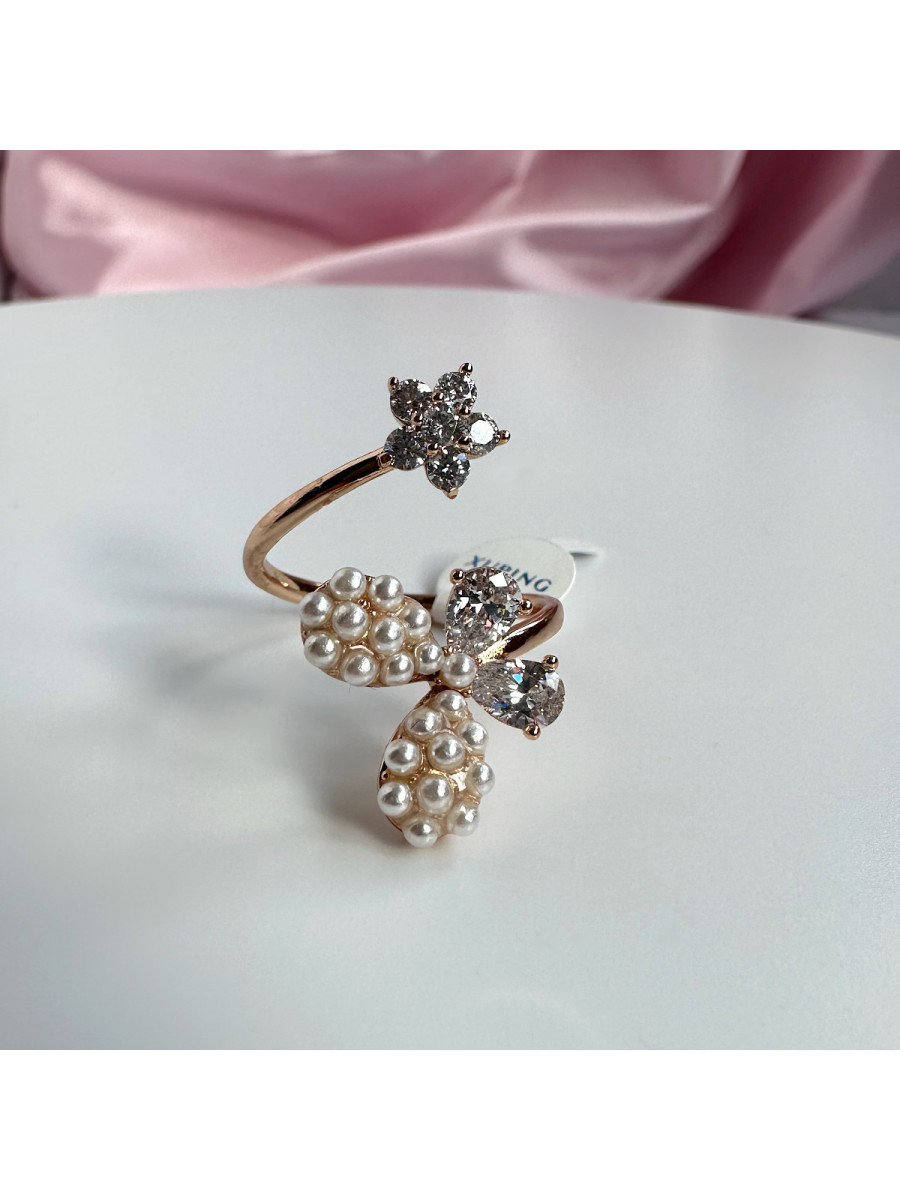Кольцо "Жемчужная бабочка" с фианитами в золоте от Xuping Jewelry Кольцо "Жемчужная бабочка" с фианитами в золоте от Xuping Jewelry