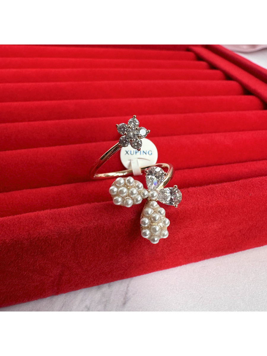 Кольцо "Жемчужная бабочка" с фианитами в золоте от Xuping Jewelry Кольцо "Жемчужная бабочка" с фианитами в золоте от Xuping Jewelry