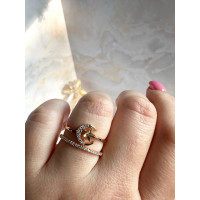 Двухслойное кольцо "Luna et Stella" с кристаллом Сваровски цвета шампань (16-20), Xuping Jewelry