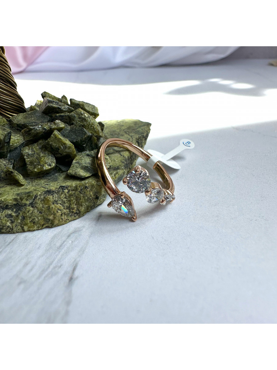 Открытое кольцо "Пять фианитов" (позолота), Xuping Jewelry Открытое кольцо "Пять фианитов" (позолота), Xuping Jewelry