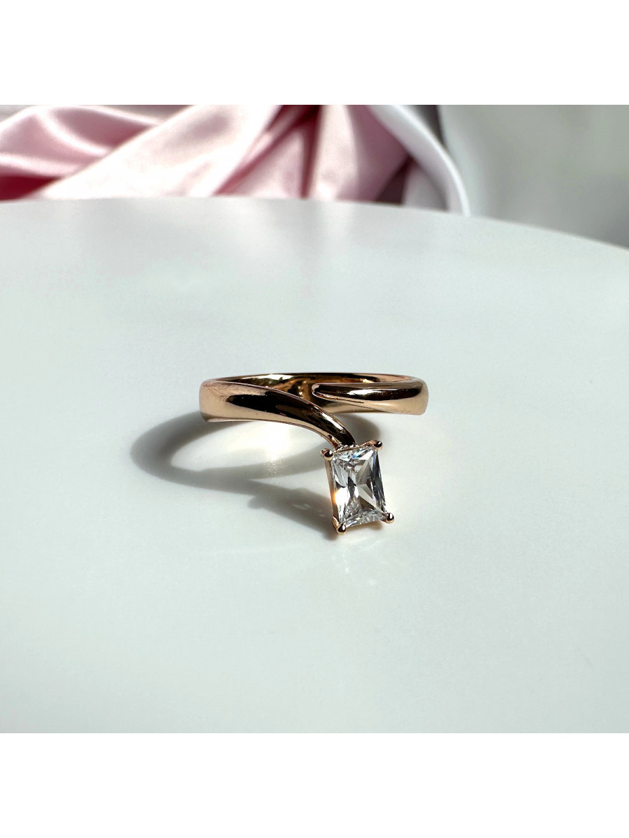 Перстень с прямоугольным цирконом, универсальный размер, Xuping Jewelry