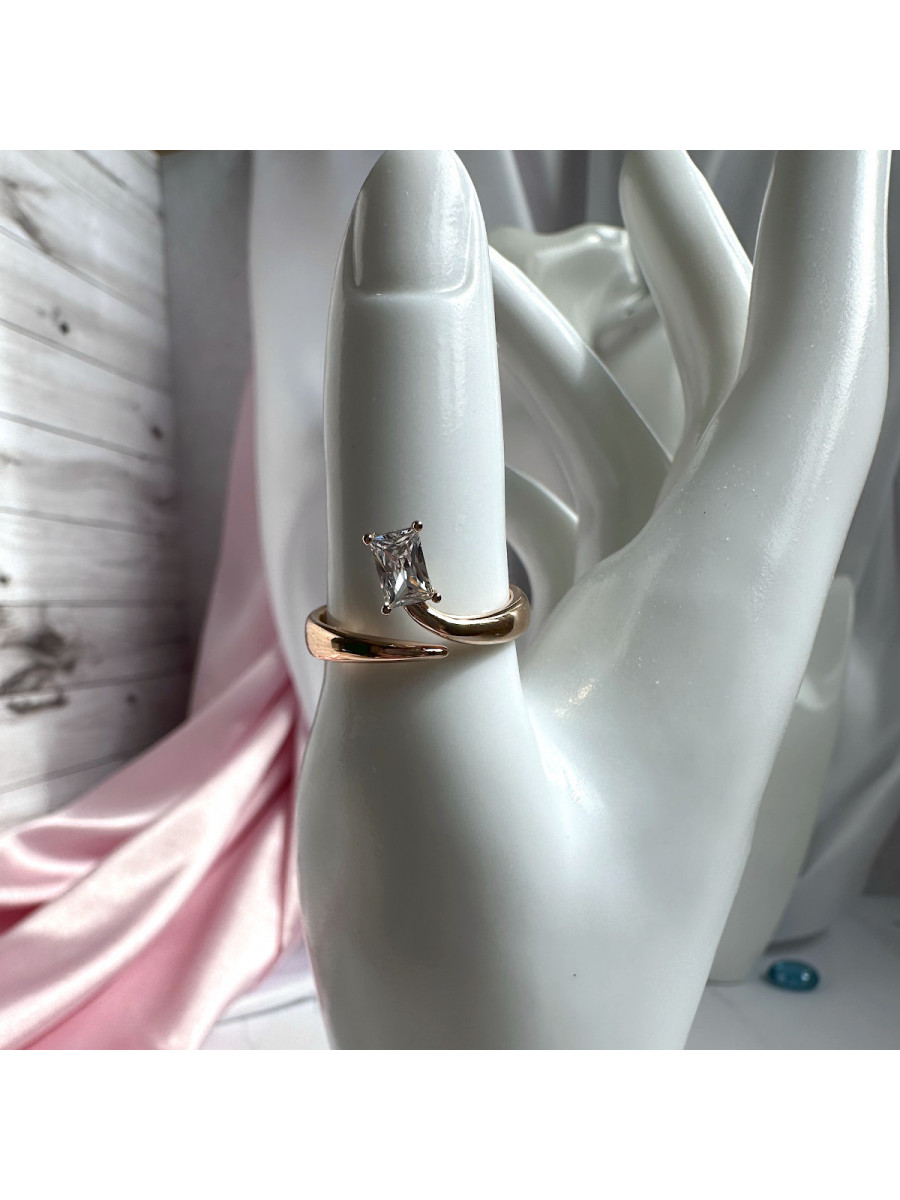 Перстень с прямоугольным цирконом, универсальный размер, Xuping Jewelry