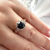 Перстень "Затмение солнца" с черным цирконом, Xuping Jewelry