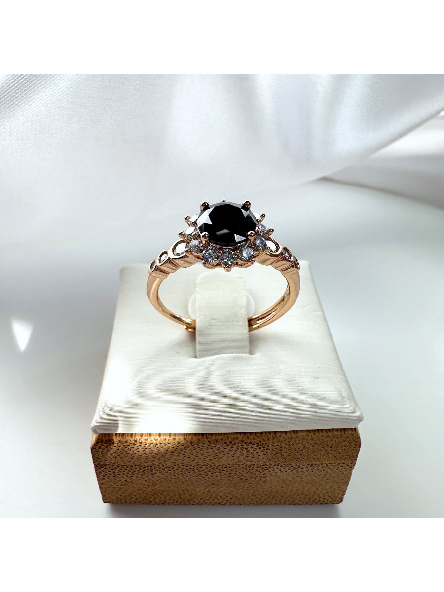 Перстень "Затмение солнца" с черным цирконом, Xuping Jewelry Перстень "Затмение солнца" с черным цирконом, Xuping Jewelry
