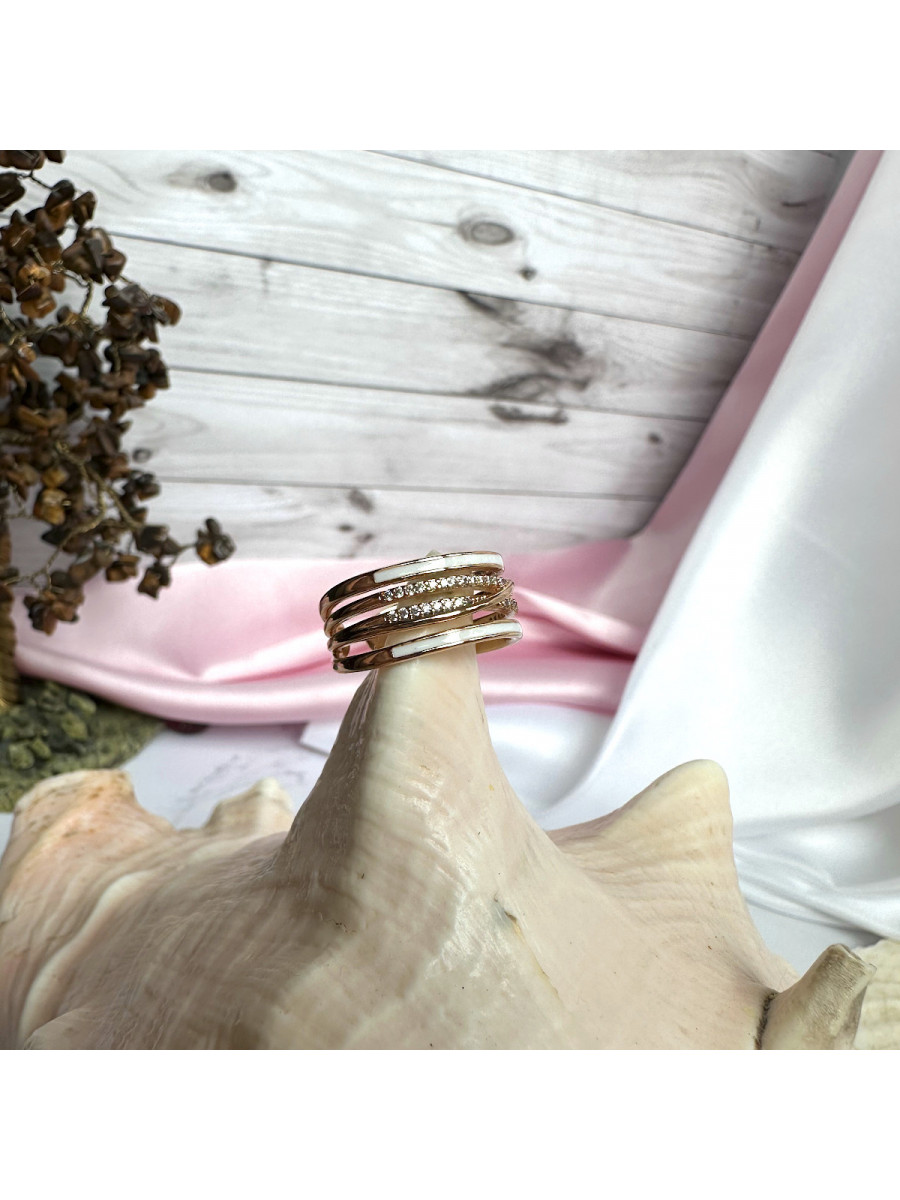 Переплетенное кольцо с керамическими вставками в позолоте (16-20), Xuping Jewelry