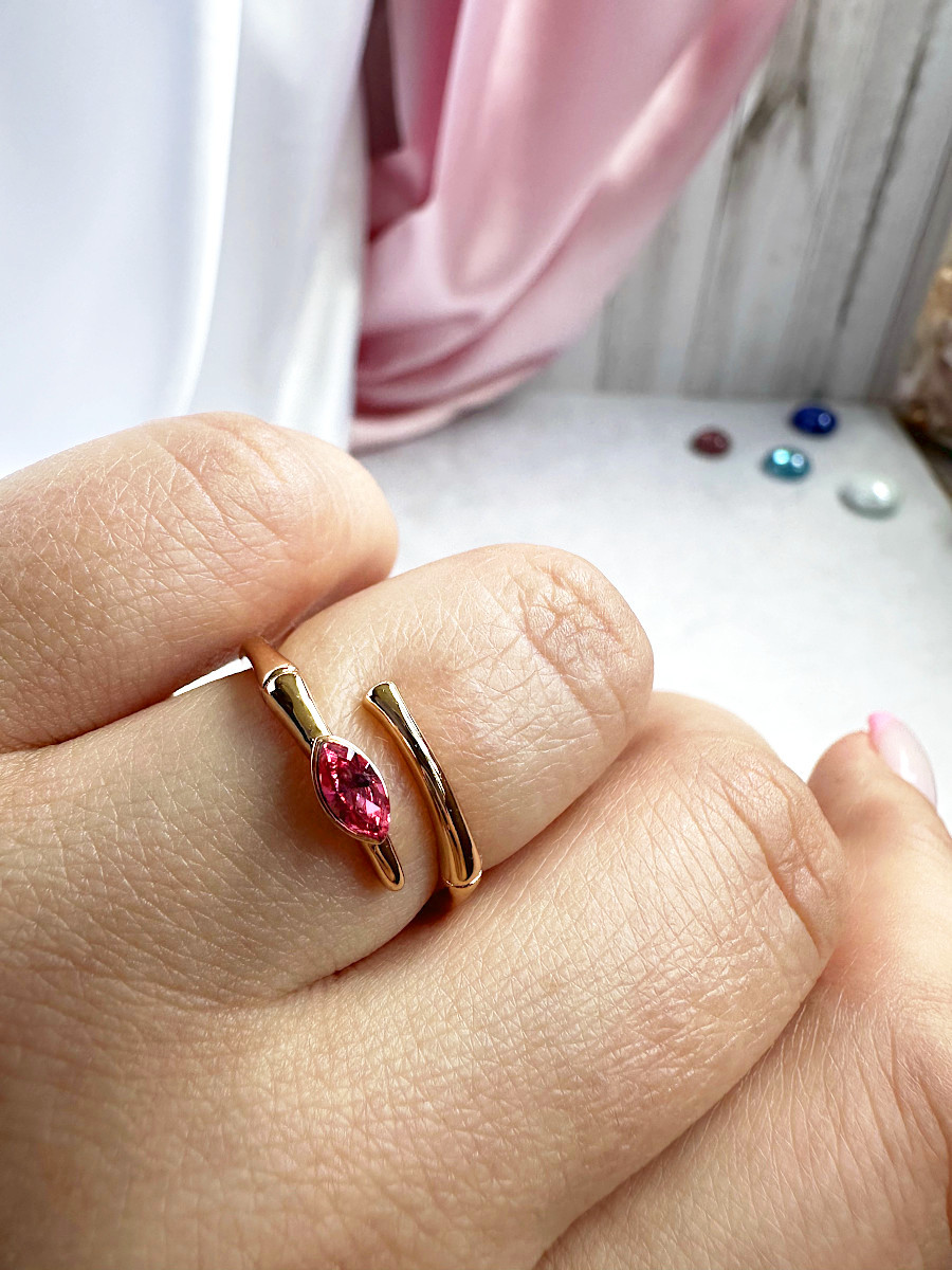 Кольцо-змея "Аспид" с розовым кристаллом Сваровски в голове (16-22), Xuping Jewelry