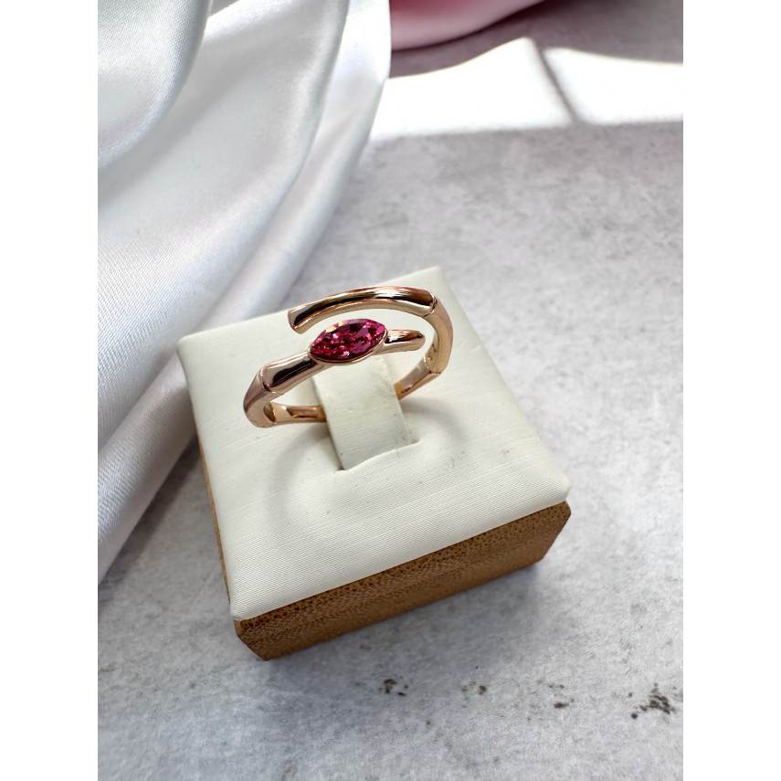 Кольцо-змея "Аспид" с розовым кристаллом Сваровски в голове (16-22), Xuping Jewelry