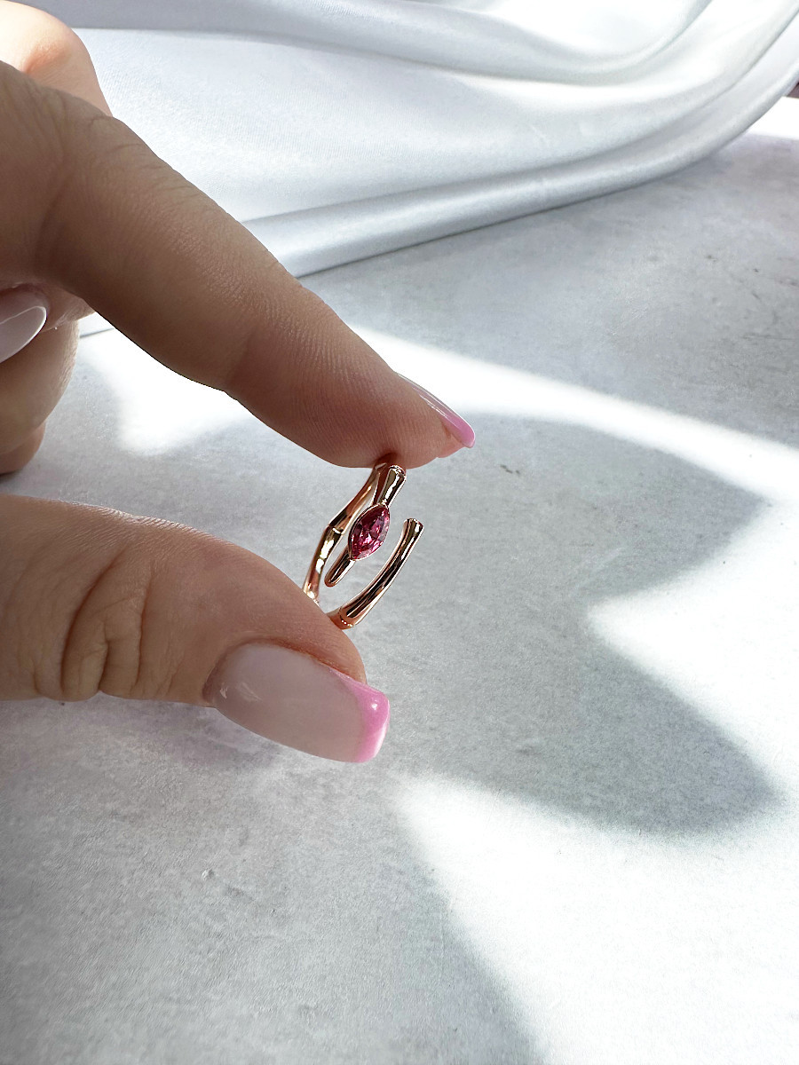 Кольцо-змея "Аспид" с розовым кристаллом Сваровски в голове (16-22), Xuping Jewelry