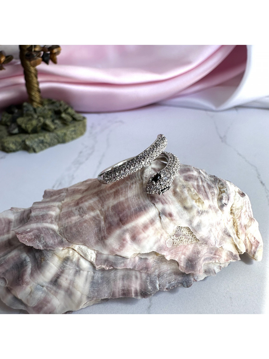 Кольцо Змея в серебре с черными глазами (16-19), Xuping Jewelry