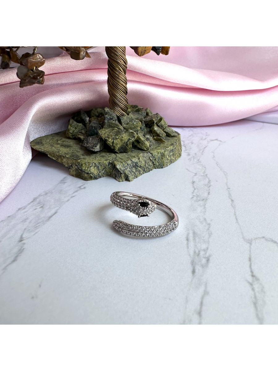 Кольцо Змея в серебре с черными глазами (16-19), Xuping Jewelry
