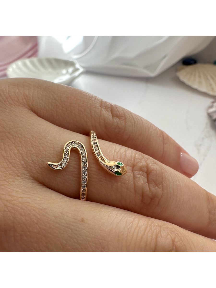 Кольцо Змея в золоте с зелеными глазами (16-20), Xuping Jewelry Кольцо Змея в золоте с зелеными глазами (16-20), Xuping Jewelry