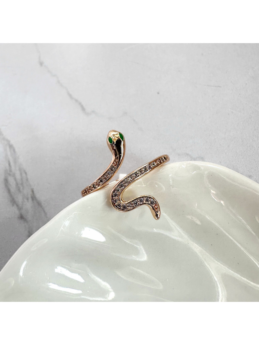 Кольцо Змея в золоте с зелеными глазами (16-20), Xuping Jewelry Кольцо Змея в золоте с зелеными глазами (16-20), Xuping Jewelry