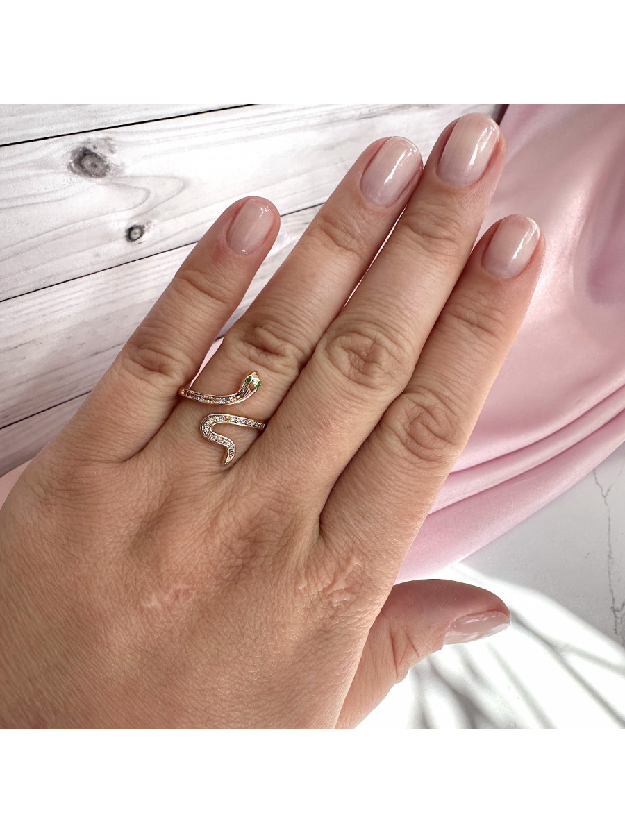 Кольцо Змея в золоте с зелеными глазами (16-20), Xuping Jewelry Кольцо Змея в золоте с зелеными глазами (16-20), Xuping Jewelry