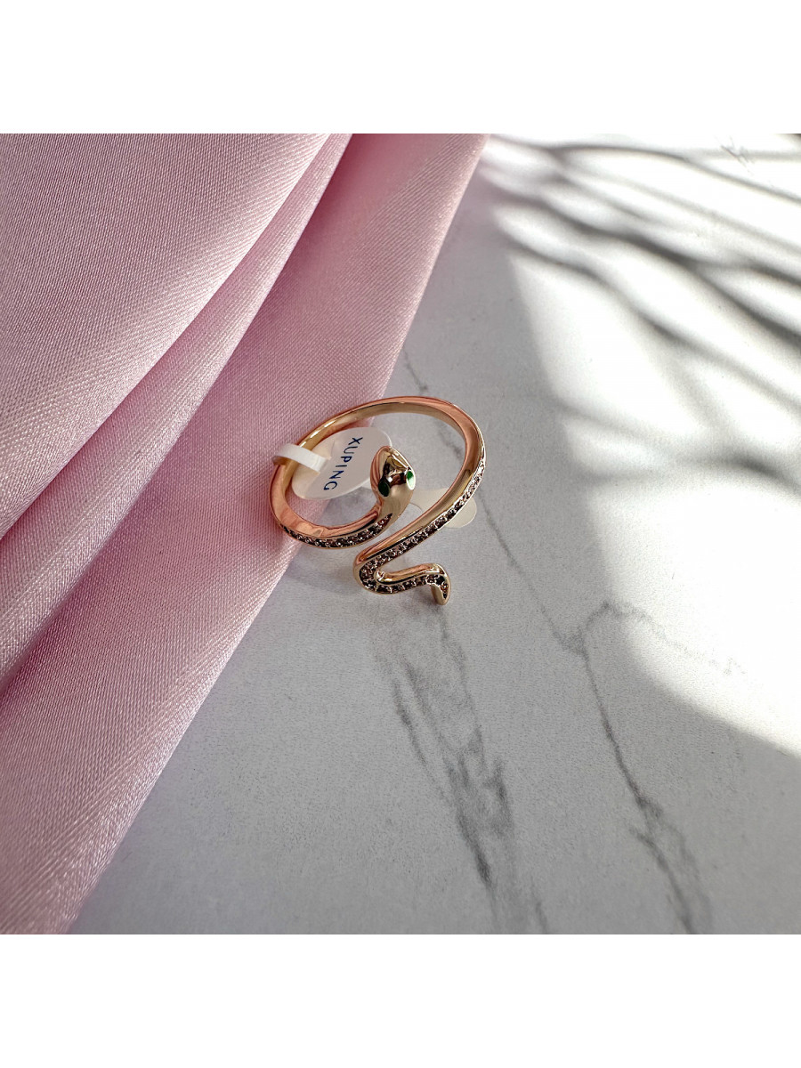 Кольцо Змея в золоте с зелеными глазами (16-20), Xuping Jewelry Кольцо Змея в золоте с зелеными глазами (16-20), Xuping Jewelry
