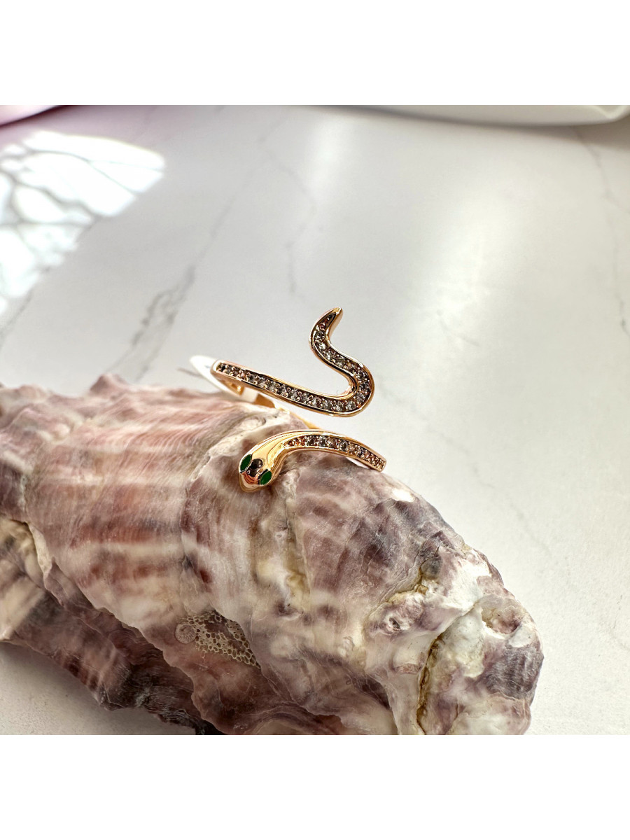 Кольцо Змея в золоте с зелеными глазами (16-20), Xuping Jewelry Кольцо Змея в золоте с зелеными глазами (16-20), Xuping Jewelry
