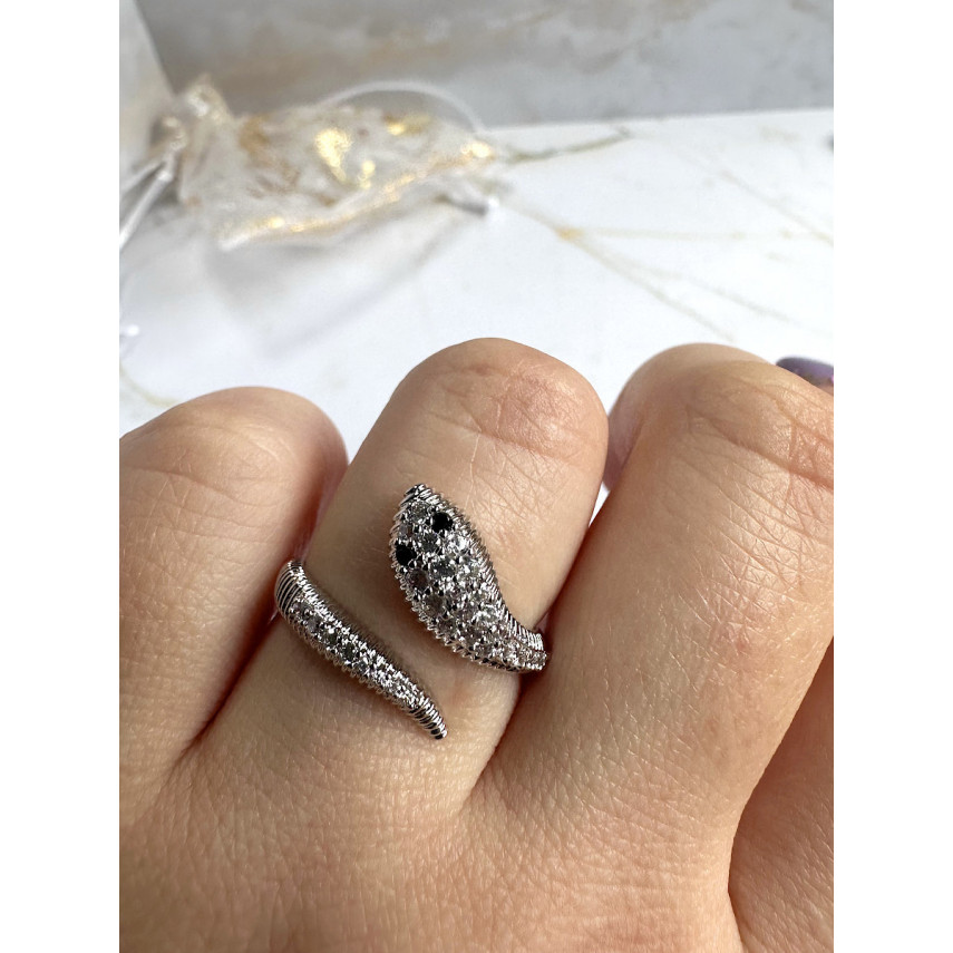 Кольцо "Гюрза" с серебристой змеей (16-20), Xuping Jewelry