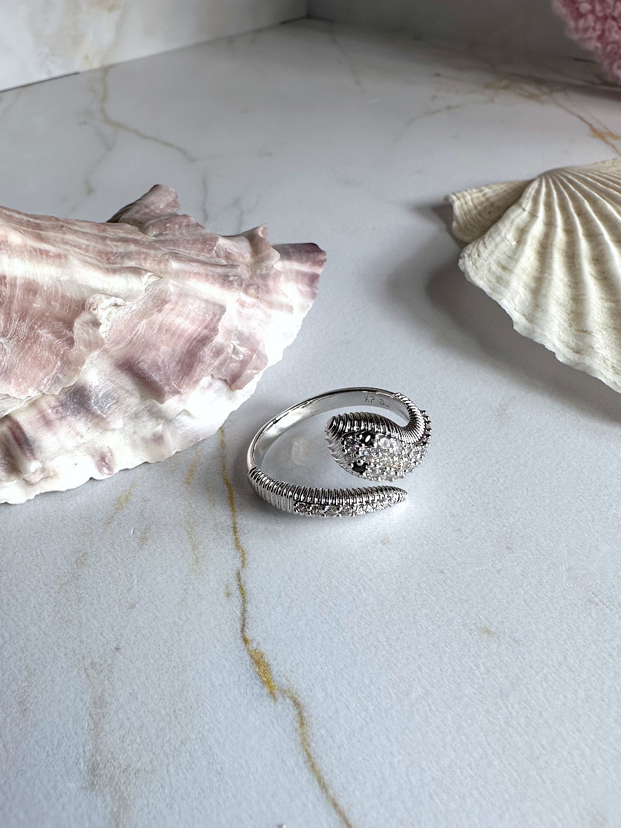 Кольцо "Гюрза" с серебристой змеей (16-20), Xuping Jewelry