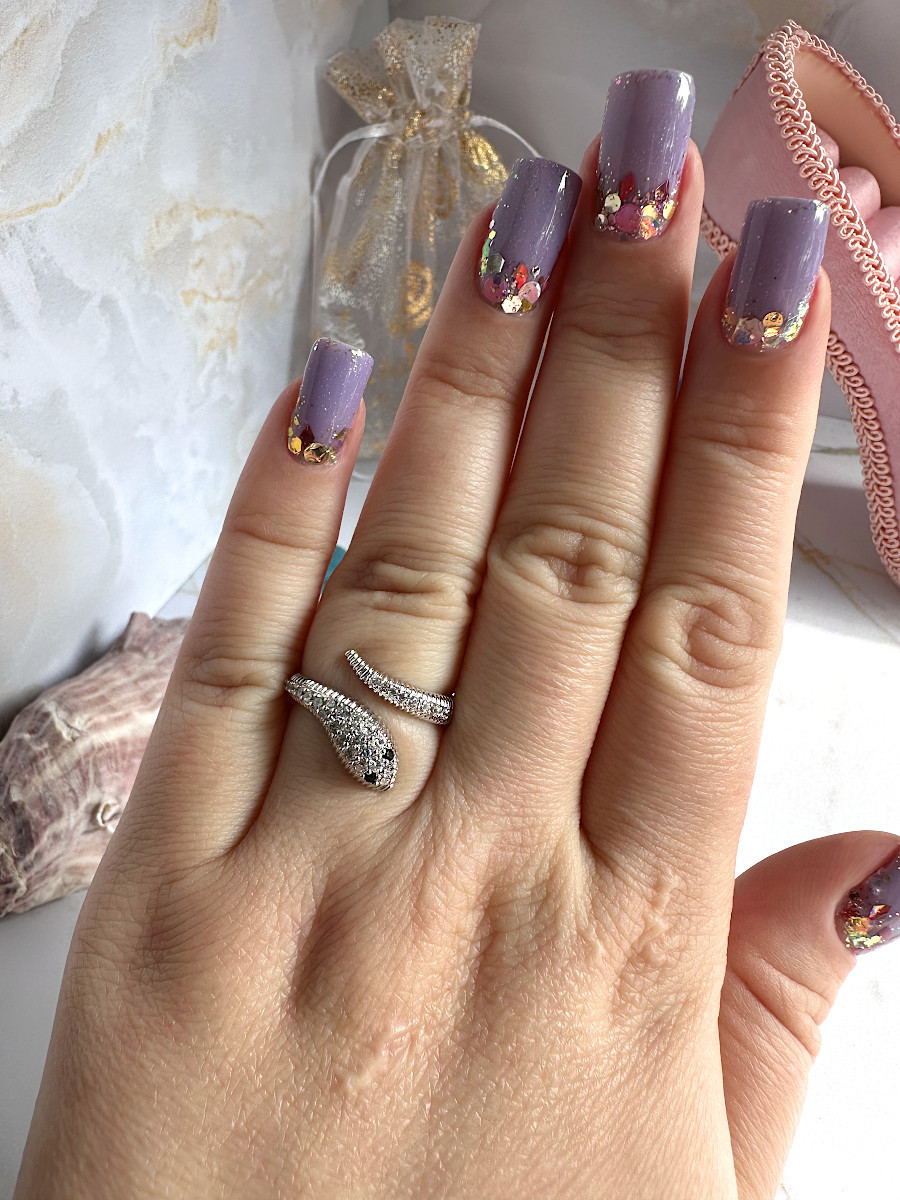 Кольцо "Гюрза" с серебристой змеей (16-20), Xuping Jewelry