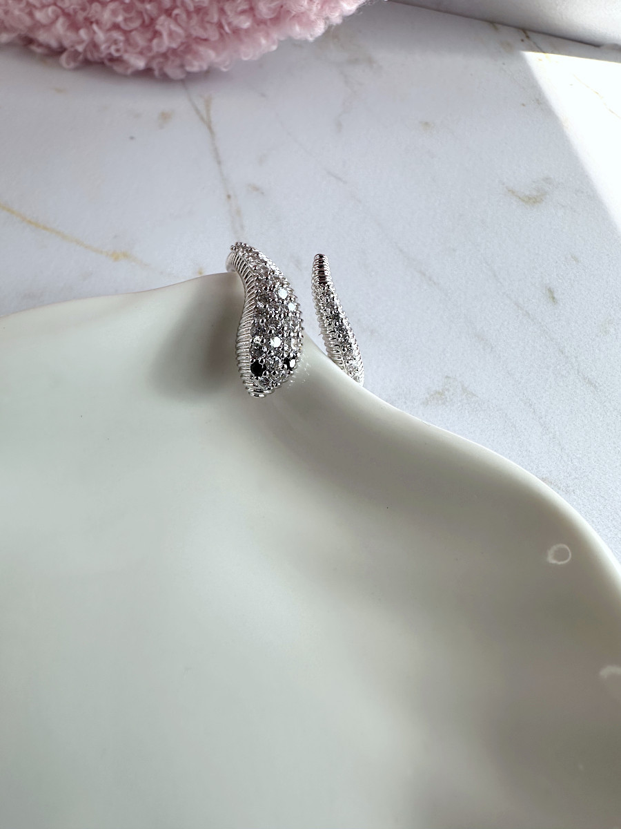 Кольцо "Гюрза" с серебристой змеей (16-20), Xuping Jewelry