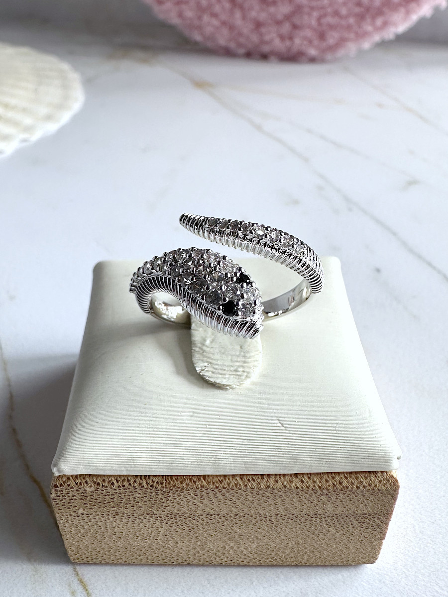 Кольцо "Гюрза" с серебристой змеей (16-20), Xuping Jewelry
