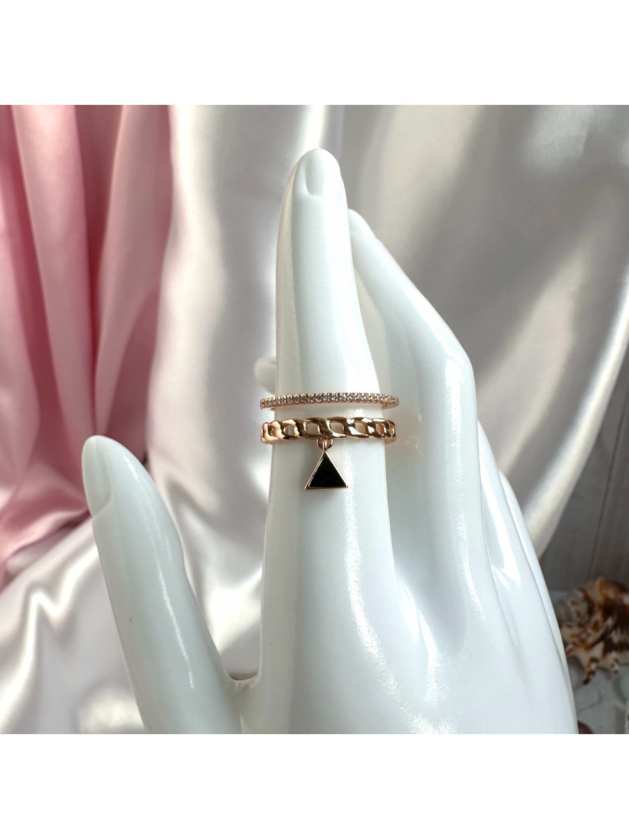 Двухслойное кольцо с треугольной подвеской, Xuping Jewelry Двухслойное кольцо с треугольной подвеской, Xuping Jewelry