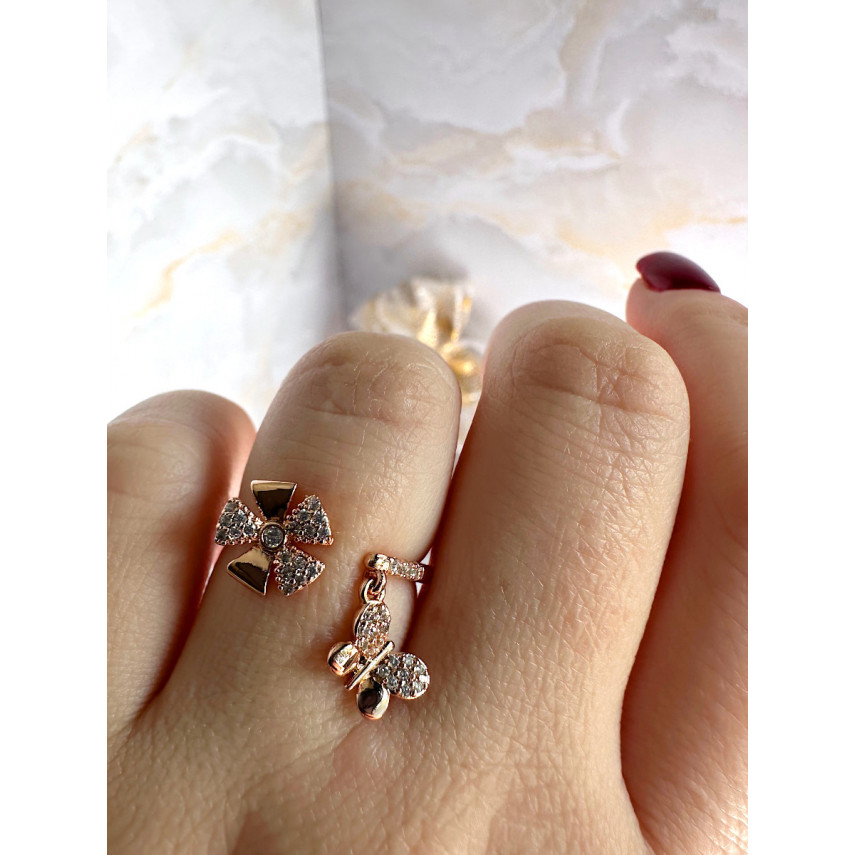 Кольцо с цветком и подвеской-бабочкой (16-20), Xuping Jewelry