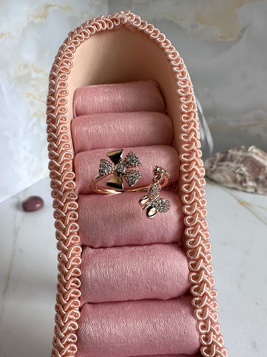 Кольцо с цветком и подвеской-бабочкой (16-20), Xuping Jewelry Кольцо с цветком и подвеской-бабочкой (16-20), Xuping Jewelry
