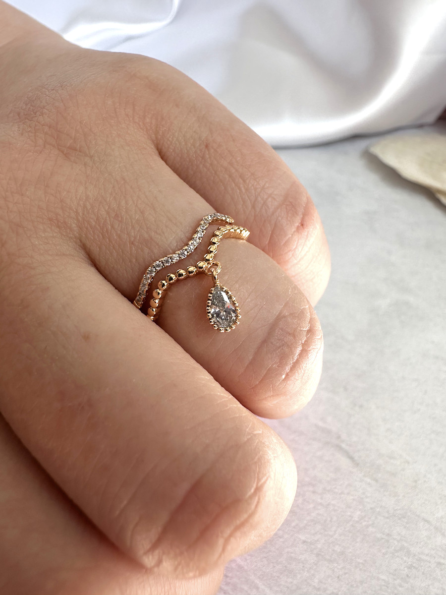 Кольцо с подвеской-каплей (16-20), Xuping Jewelry Кольцо с подвеской-каплей (16-20), Xuping Jewelry