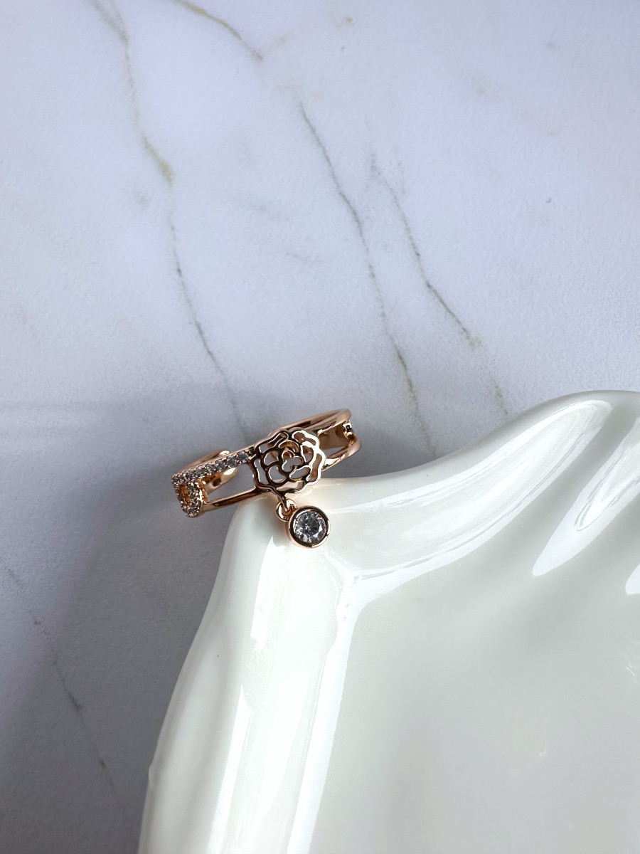 Кольцо с розой и подвеской (16-20), Xuping Jewelry Кольцо с розой и подвеской (16-20), Xuping Jewelry