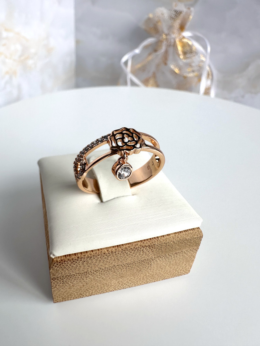 Кольцо с розой и подвеской (16-20), Xuping Jewelry Кольцо с розой и подвеской (16-20), Xuping Jewelry