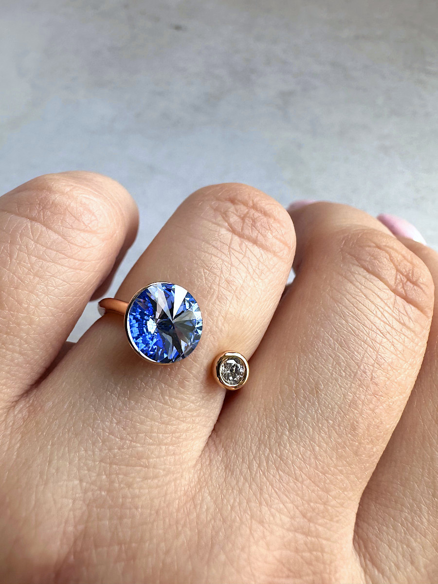 Кольцо "Sky" с синим кристаллом Сваровски (16-20), Xuping Jewelry