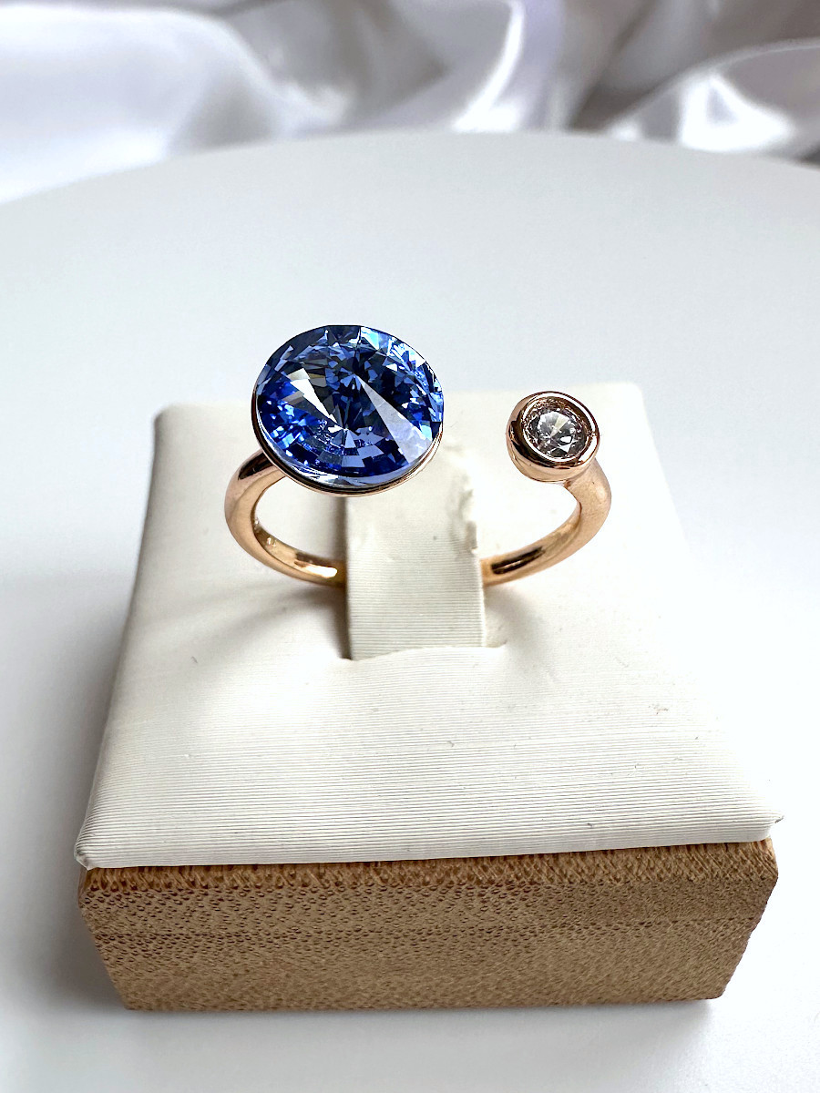 Кольцо "Sky" с синим кристаллом Сваровски (16-20), Xuping Jewelry