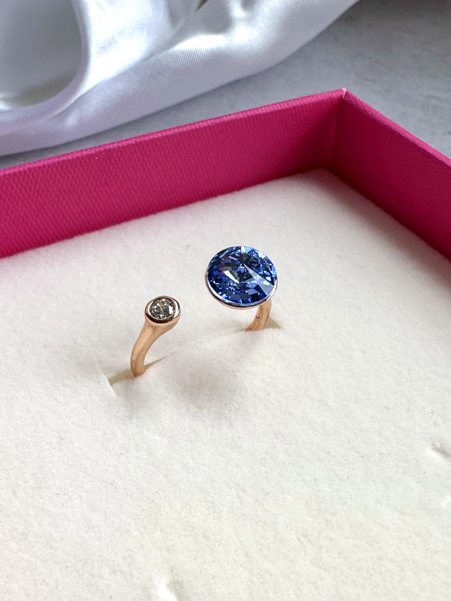 Кольцо "Sky" с синим кристаллом Сваровски (16-20), Xuping Jewelry