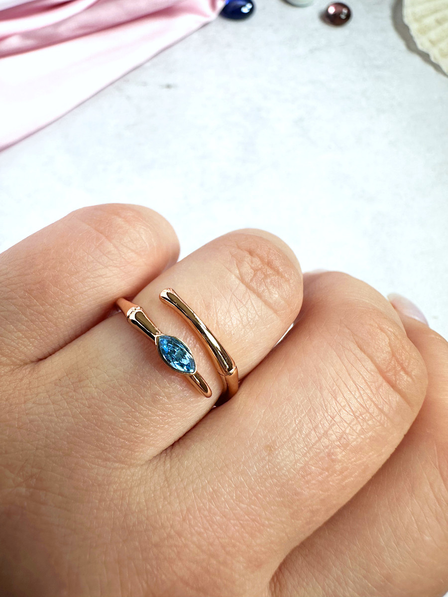 Кольцо-змея "Аспид" с голубым кристаллом Сваровски в голове (16-22), Xuping Jewelry Кольцо-змея "Аспид" с голубым кристаллом Сваровски в голове (16-22), Xuping Jewelry
