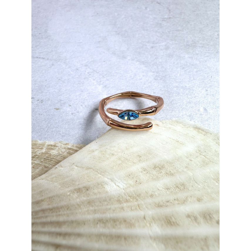 Кольцо-змея "Аспид" с голубым кристаллом Сваровски в голове (16-22), Xuping Jewelry