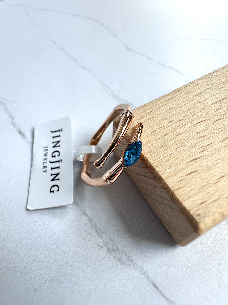 Кольцо-змея "Аспид" с голубым кристаллом Сваровски в голове (16-22), Xuping Jewelry Кольцо-змея "Аспид" с голубым кристаллом Сваровски в голове (16-22), Xuping Jewelry