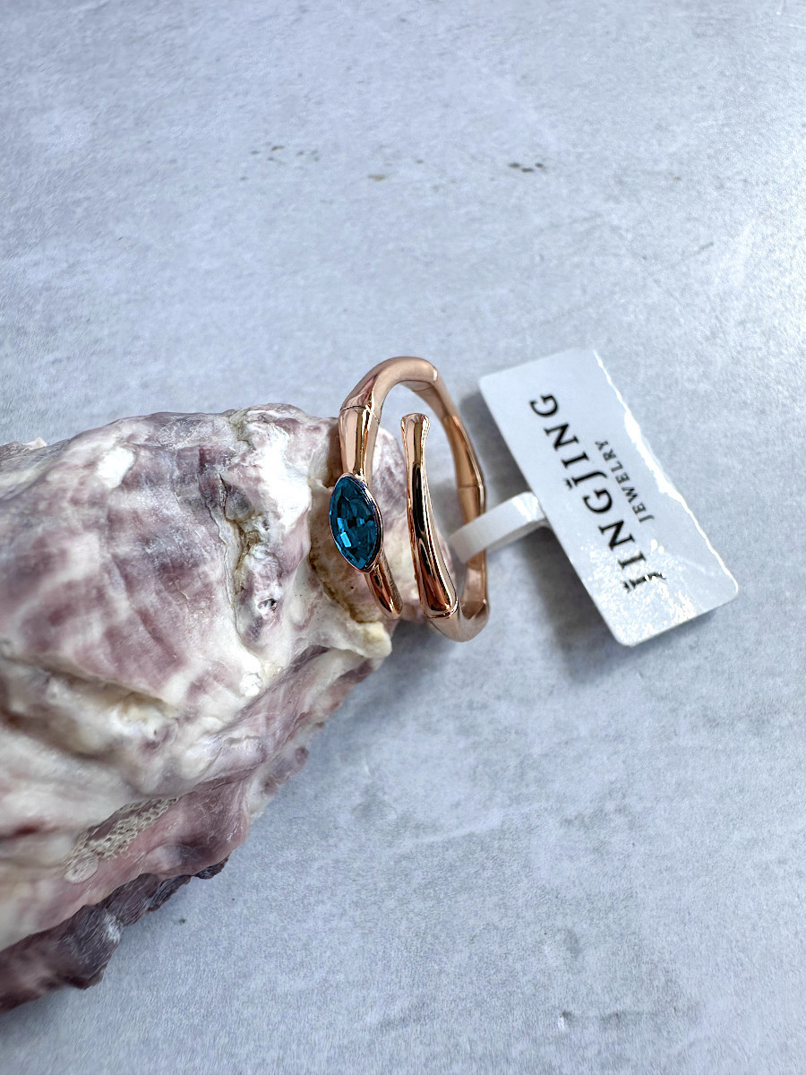 Кольцо-змея "Аспид" с голубым кристаллом Сваровски в голове (16-22), Xuping Jewelry Кольцо-змея "Аспид" с голубым кристаллом Сваровски в голове (16-22), Xuping Jewelry