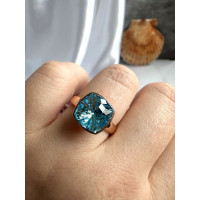 Перстень "Империя" с большим голубым кристаллом Сваровски (18-22), Xuping Jewelry