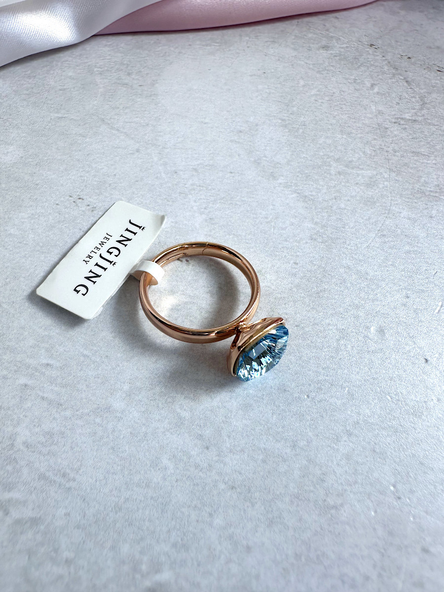 Перстень "Империя" с большим голубым кристаллом Сваровски (18-22), Xuping Jewelry Перстень "Империя" с большим голубым кристаллом Сваровски (18-22), Xuping Jewelry