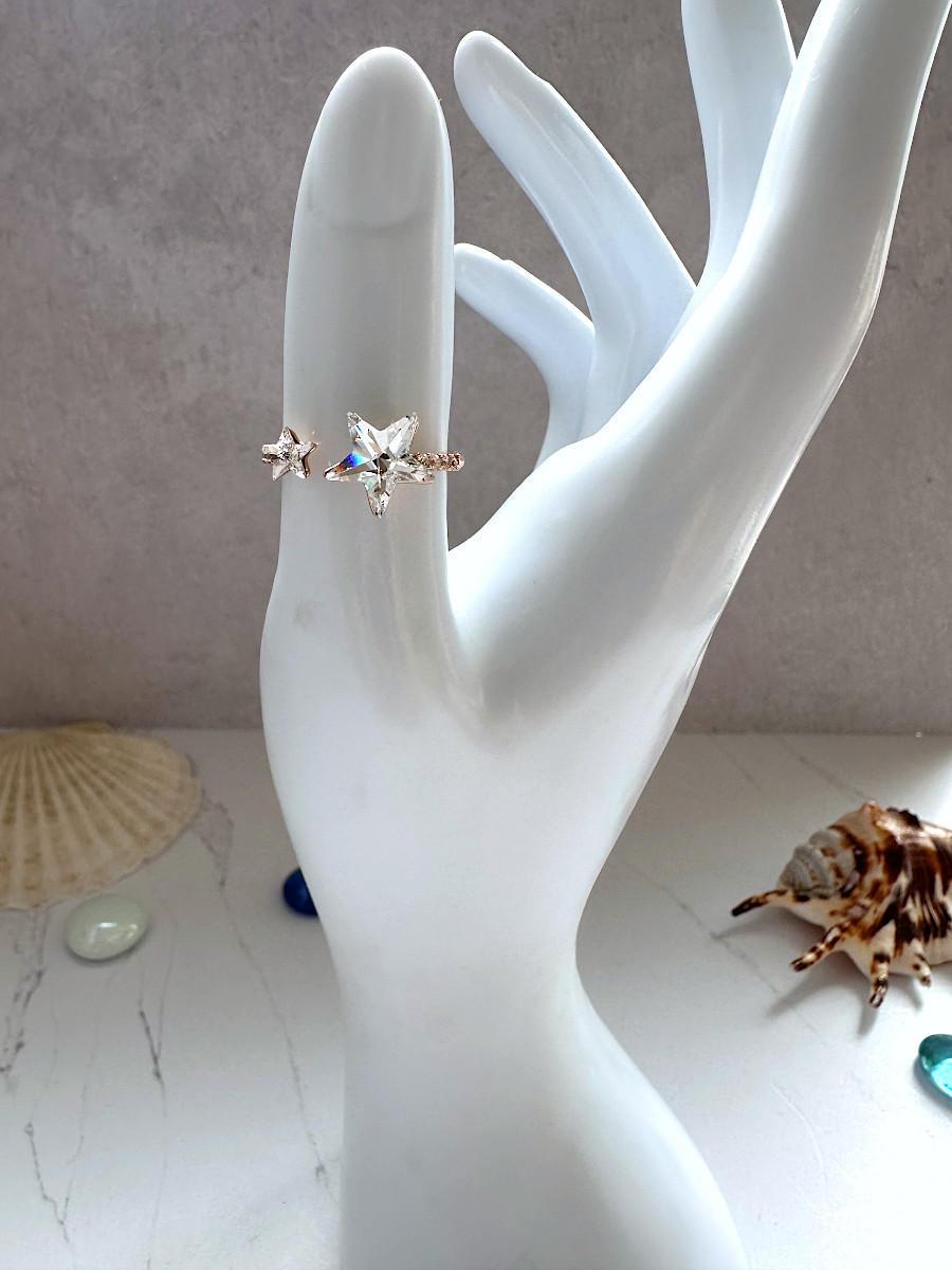 Кольцо "Две звезды" с прозрачными кристаллами Сваровски, Xuping Jewelry Кольцо "Две звезды" с прозрачными кристаллами Сваровски, Xuping Jewelry