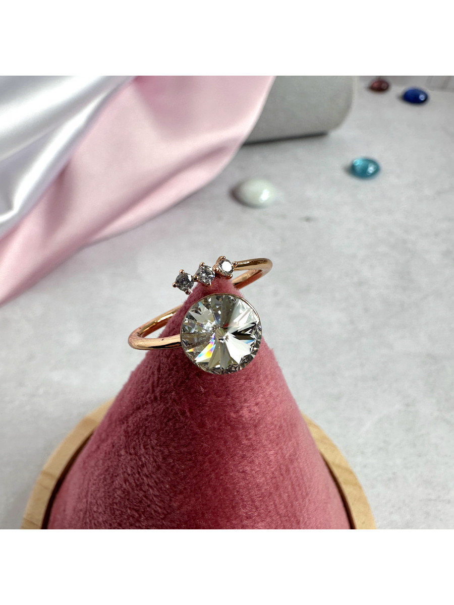 Кольцо "Изида" с прозрачным круглым кристаллом Сваровски, Xuping Jewelry