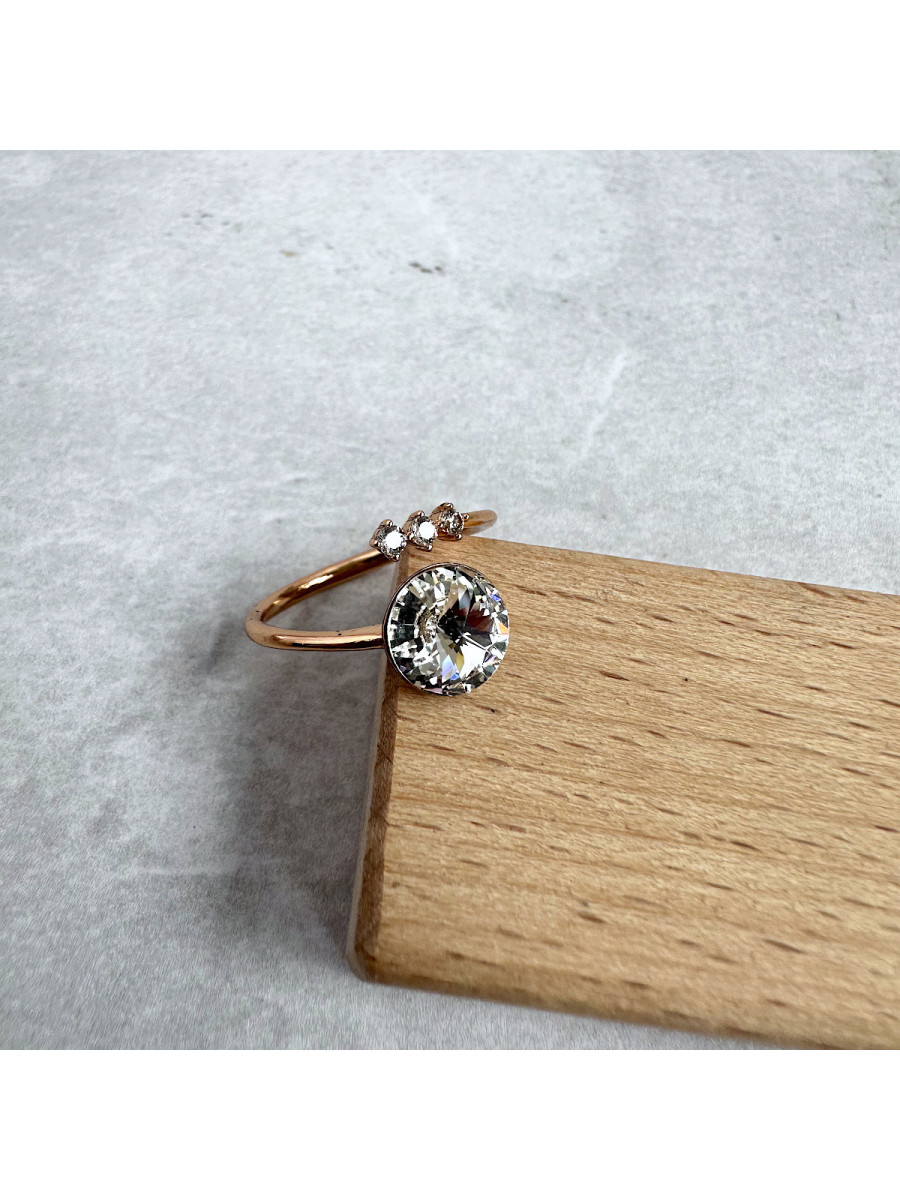 Кольцо "Изида" с прозрачным круглым кристаллом Сваровски, Xuping Jewelry