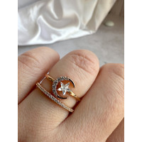 Двухслойное кольцо "Luna et Stella" с прозрачным кристаллом Сваровски (16-20), Xuping Jewelry