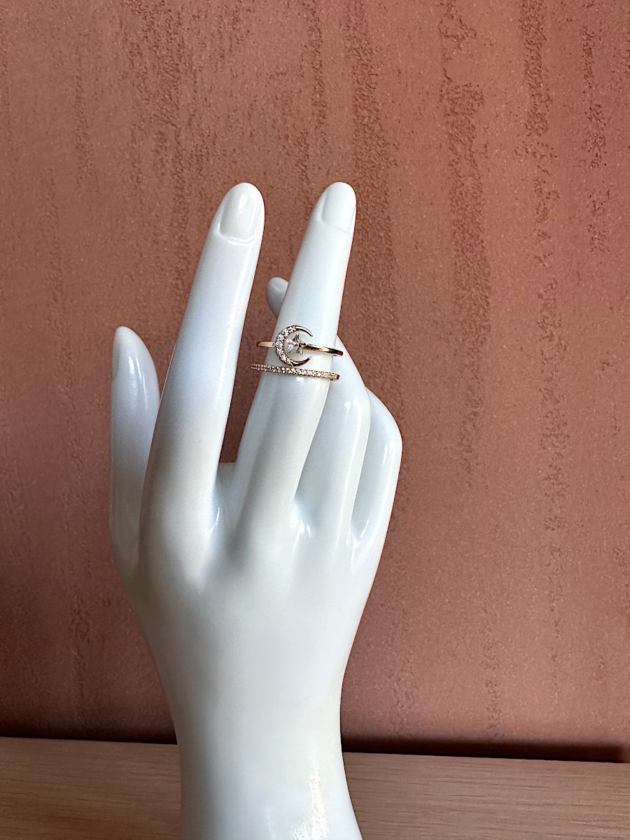Двухслойное кольцо "Luna et Stella" с прозрачным кристаллом Сваровски (16-20), Xuping Jewelry