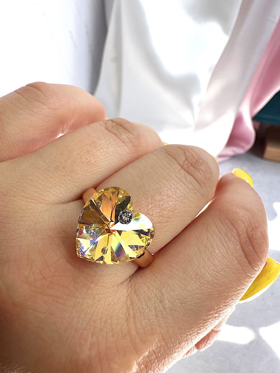 Кольцо "Сердце Золушки" с жёлтым кристаллом Сваровски (18-22), Xuping Jewelry Кольцо "Сердце Золушки" с жёлтым кристаллом Сваровски (18-22), Xuping Jewelry