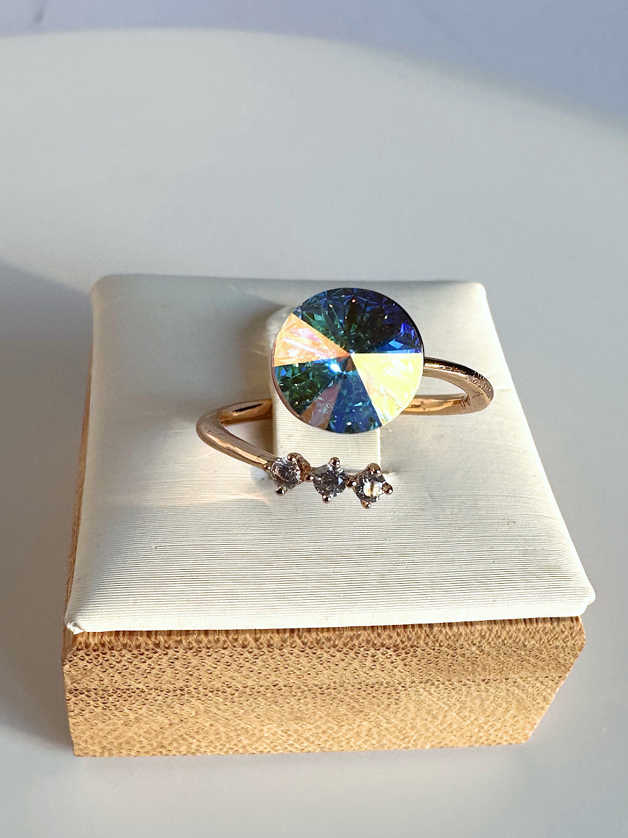 Кольцо "Изида" с кристаллом Сваровски жёлтый хамелеон, Xuping Jewelry