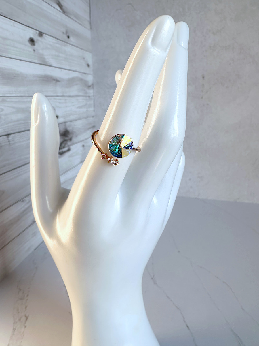 Кольцо "Изида" с кристаллом Сваровски жёлтый хамелеон, Xuping Jewelry