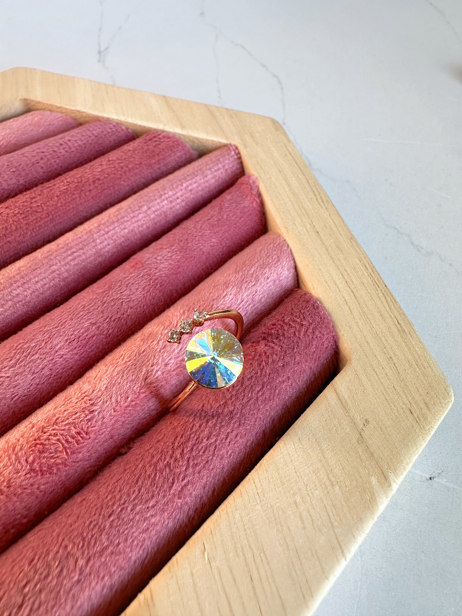 Кольцо "Изида" с кристаллом Сваровски жёлтый хамелеон, Xuping Jewelry