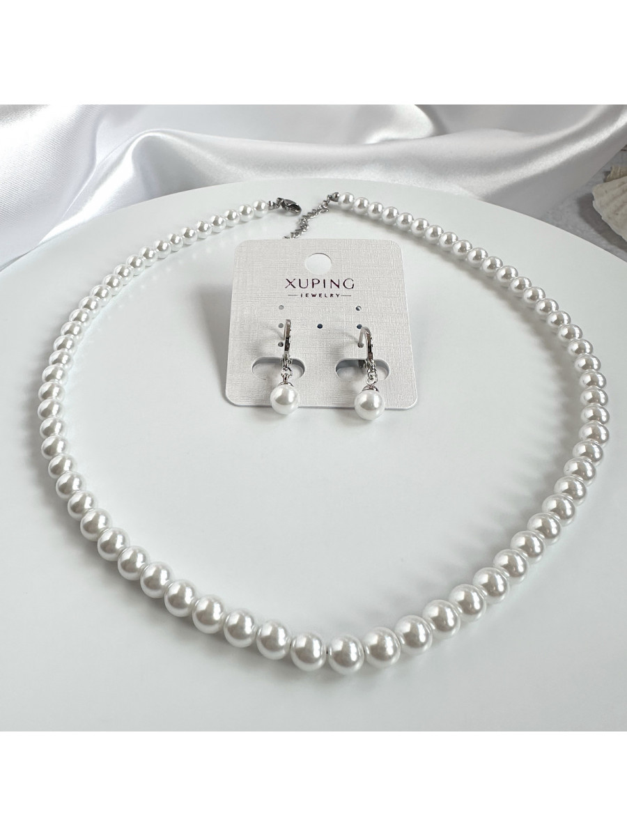 Жемчужный комплект украшений: бусы и серьги Xuping Jewelry Жемчужный комплект украшений: бусы и серьги Xuping Jewelry